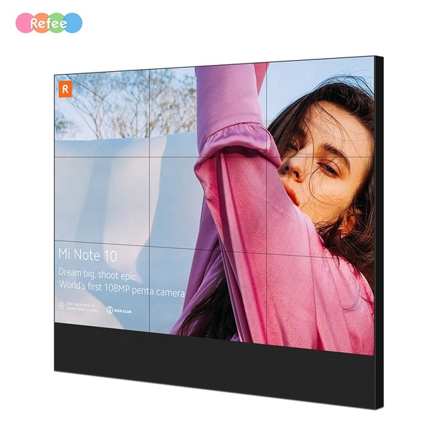 Refee 46/49/55 Inch Indoor 4K Splicing LCD Video Wall Panel 2x2/3x3/4x4 Display SDK LED Back Light 3.5mm Bezel Elevator/Airport