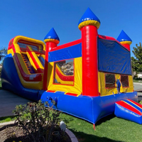 Videur gonflable commercial rebondissant enfants été maison rebondissante toboggans aquatiques combo avec fosse à balles et toboggan extérieur