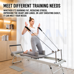 Cama de Pilates para Ejercicios en Casa, Cama de Entrenamiento de Yoga Plegable con Ruedas, Equipo de Pilates, Equipo de Yoga para Ejercitar los Músculos Profundos - Product Image 2