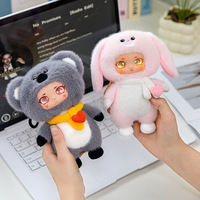 Feiya Porte-clés en peluche animaux mignons Koala Panda avec visage en caoutchouc, breloque de sac à dos Kawaii, jouet adorable unisexe pour adulte