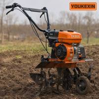 Cultivador de Tierra YKX con Motor de Gasolina y Transmisión por Correa, Mini Cultivador para Silvicultura, Preparación de Terrenos y Jardinería
