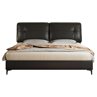 Lit king size moderne avec cadre en bois de pin, rembourré en cuir, avec rangement et sommier, garantie 3-5 ans