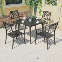 Ensemble de salle à manger d'extérieur en fonte d'aluminium 4 places pour jardin, table basse de loisirs et chaises pour balcon