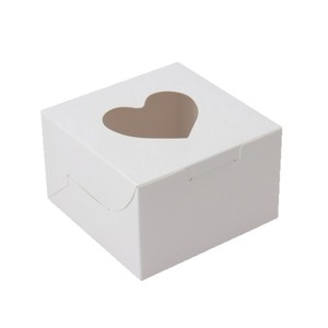 Scatola West Point per Imballaggio Dolci, Scatola per Soufflé al Tuorlo d'Uovo, Confezione con Finestra a Cuore, Scatola in Cartoncino Bianco - Product Image 1