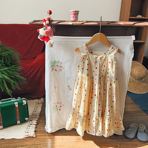 Vestidos de Verano 2026 para Bebés, Estilo <span class=keywords><strong>Retro</strong></span> Francés, con Encaje, de Algodón, Vestido sin Mangas para Niñas, Estampado de Puntos de Colores, <span class=keywords><strong>Ropa</strong></span> Infantil - Product Image 2