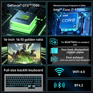16-inch GDDR5 chơi game máy tính xách tay Intel I7-8750H GTX 1050 3GB Win 11 Pro SSD 16:10 hiển thị biểu tượng tùy chỉnh OEM văn phòng kinh doanh sử dụng - Product Image 3