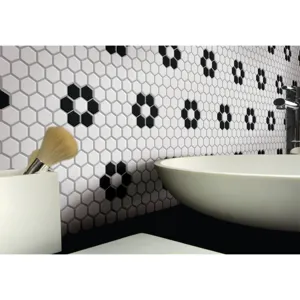 Màu đen và Màu Trắng Hình Lục Giác Hình Dạng Gốm Mosaic Ngưng Sàn Gạch - Product Image 1