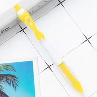 Stylo promotionnel rétractable en plastique orange, encre noire/bleue 1,0 mm, design nœud ruban, mini-cadeau créatif pour la sensibilisation