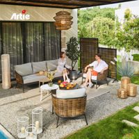 Ensemble de canapés en rotin artisanal Artie Luxury Patio Furniture, canapé de salon de jardin en aluminium imperméable, pour l'extérieur