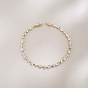 <span class=keywords><strong>Bracelet</strong></span> tennis en diamant de laboratoire, <span class=keywords><strong>or</strong></span> jaune 18 carats, pavé de diamants étincelants pour femme, éclat doux et scintillant, bijou raffiné, cadeau - Product Image 2