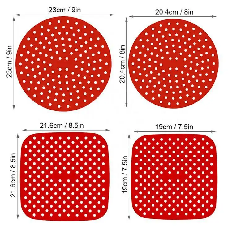 사용자 정의 8.5 ''재사용 가능한 에어 프라이어 라이닝 실리콘 패드 사각 에어 프라이어 액세서리