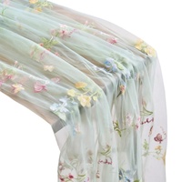 Tissu en dentelle brodée de tulle floral multicolore brillant et réfléchissant pour chemin de table, rideau de fenêtre et rembourrage de meubles