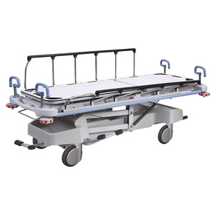 Carro de plataforma elevable de aleación de aluminio con barandilla, altura ajustable, carro de hospital, cama de enfermería manual con 4 ruedas - Product Image 3