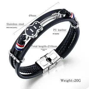 Pulseras con dijes de moda americana europea, pulsera de guitarra de cuero inspirada en la música hip-hop transfronteriza, calle de moda versátil - Product Image 5