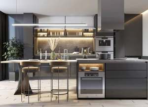 Armoires murales de cuisine en bois, finition laquée haute brillance, design moderne, construction en bois massif, écologique, résistant à l'eau - Product Image 3