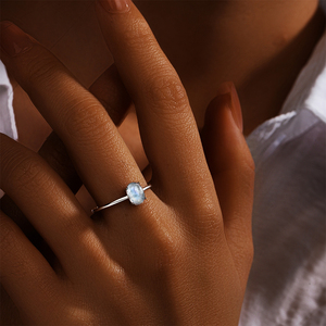 CANNER Minimalists Bague en argent sterling 925 avec opale en forme d'œuf et pierre de lune ovale cabochon en or 18 carats pour femme - Product Image 5