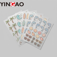 Pegatinas PET Personalizadas con Corte Kiss Cut, Temática de Verano y Océano, Calcomanías de Playa Resistentes al Agua y a los Rayos UV, con Diseño de Vida Marina para Laptop y Botella de Agua