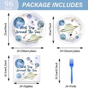 Premier <span class=keywords><strong>voyage</strong></span> autour du <span class=keywords><strong>soleil</strong></span> fournitures de fête d'anniversaire fête à thème de l'espace extra-atmosphérique ensemble de vaisselle jetable décoration de fête à thème <span class=keywords><strong>soleil</strong></span> - Product Image 3