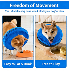 Collier de récupération gonflable pour chien, collier éлизаветинский réglable pour chiens et chats, collier pour animaux de compagnie pour la récupération après une chirurgie ou des blessures - Product Image 3