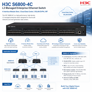 H3C S6800-4C LS-6800-4C-H1 L3อีเธอร์เน็ตสำหรับองค์กรที่มีการจัดการสวิตช์โมดูลอินเทอร์เฟซ4ช่องศูนย์ข้อมูลคลาวด์ VXLAN evirf - Product Image 4