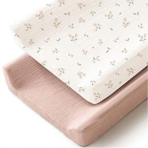 Neutral Color Soft and Breathable Muslin Baby <b>Changing</b> <b>Pad</b> <b>Covers</b> for Boys Girls - Product Image 5