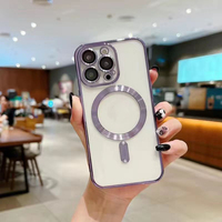 Coque de téléphone portable magnétique transparente électroplaquée pour iPhone 18 Pro Max/18 Pro/17/17 Air/17 Pro Max/17 Pro/16/15/14/13/12/11