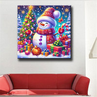 Ever Moment Kit d'art de peinture diamantée 5D DIY pour la fête de Noël, motif Bonhomme de neige, mosaïque diamantée, décoration murale, ASF3081