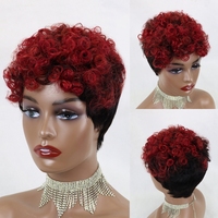 Perruques de cheveux humains coupe pixie bouclée sans dentelle sur le devant Perruque Bob bon marché Perruque de cheveux vierges à cuticule alignée Perruques faites à la machine