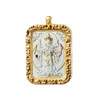 Colgante Thangka de oro pintado a mano FUTUJI con marco de latón martillado y encanto de Buda de ceniza de incienso joyería fina