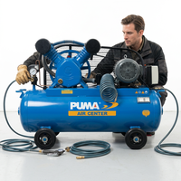 Compresor de Aire Reciprocante PUMA Air Center de 3hp, 415V, Estacionario, Alimentado por CA, Lubricado, Refrigerado por Aire, con Motor y Rodamientos