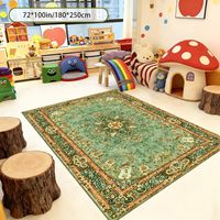 Kunstkaschmir-Quadrat-Teppich, waschfrei, schmutzabweisend, geometrisches Muster, großflächig, für Sofa, Couchtisch, amerikanischer Stil
