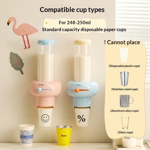 Macaron <b>Sliding</b> Cup Taker Wall-mounted Plastic Waterproof Dustproof Disposable Paper Cup Storage Rack Holder Large Capacity - Product Image 2