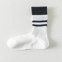 Chaussettes de yoga pour femmes, mi-mollet, en coton, absorbant la transpiration et antidérapantes avec silicone, personnalisées, pour fitness en intérieur et Pilates