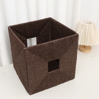 Panier de rangement moderne carré pliable en corde de papier naturel tressé, écologique, pour étagères, décoration et rangement de la maison et du bureau