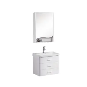 Style moderne salle de bain accessoires meubles de maison en bois armoire de toilette avec lavabo et miroir