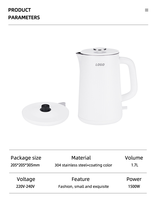 Bouilloire électrique mécanique en acier inoxydable sur mesure OEM, acier inoxydable 304 de qualité alimentaire, arrêt automatique pour usage domestique