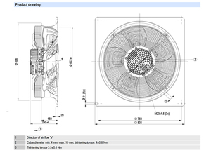 Ventilateur axial EC ebm-papst W3G630-GU23-07 630 mm, ventilateur de refroidissement industriel, équipement de ventilation général, système de circulation d'air, remplacement - Product Image 3