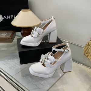 รองเท้าส้นหนาแบบใหม่ปี 2024 รองเท้าส้นสูงกันน้ำแบบมีโบว์ รองเท้าสำหรับงานแต่งงาน ไซส์ 35-40 - Product Image 6