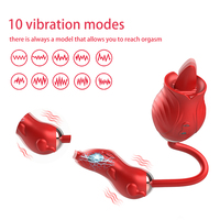 Intimer Rosen-Vibrator, Dildo mit Elektroschock, Klitoris-Stimulator, Nippel-Lecken, Liebespielzeug mit 10 Frequenzen