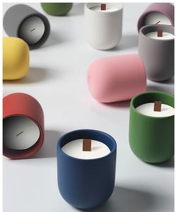 LANJO Lot de bougeoirs en céramique Hurricane vides, style nordique mat, pour décoration intérieure, avec impression sérigraphiée artisanale - Product Image 6