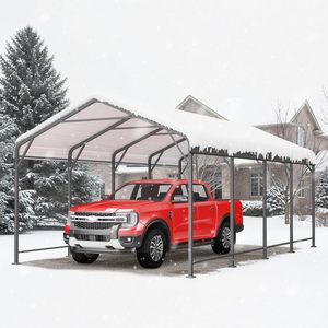 Abri de <span class=keywords><strong>voiture</strong></span> en métal 12 x 20 pieds, abri de <span class=keywords><strong>voiture</strong></span> robuste avec structure et base renforcées pour toutes les conditions météorologiques, <span class=keywords><strong>garage</strong></span> extérieur - Product Image 5