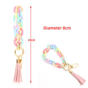 LLavero de eslabones acrílicos Chainlink Wristlet llavero pulseras brazalete llavero enlace con borla nuevo regalo de moda para su mujer chica - Product Image 2