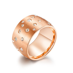 <b>Titanium</b> Steel <b>Ring</b> With Rhinestones Pave Setting Geometric Design Unisex Fashion Jewelry Gift - Product Image 5