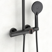 Mitigeur de douche thermostatique moderne Salle de bain Noir mat Ensemble de robinet de douche rond 10 pouces Système de douche à effet pluie