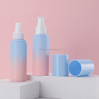 Bouteille de toner/lotion en plastique PET de 100 ml avec logo personnalisé, vaporisateur fin, vide, givré + rose, bleu pastel, pompe
