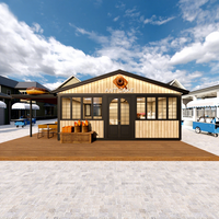 Kiosque modulaire préfabriqué en acier léger, rentable, avec logo personnalisé et grandes fenêtres grillagées pour boutique alimentaire extérieure