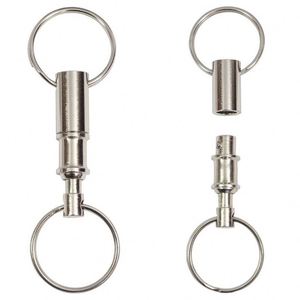 2pcs Quick Release Stainless Steel CNC Machined <b>Dual</b> Detachable Key for Snap <b>Lock</b> Holder Pull-Apart Key Rings - Product Image 1