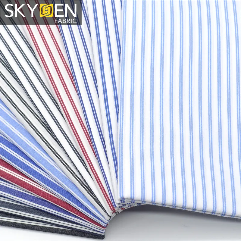 Skygen 100% ピュアコットンストライプ織り生地シャツドレス衣類textiles_and_fabrics安いオンラインwoven_fabric