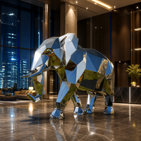 Sculpture d'éléphant en acier inoxydable, style traditionnel et moderne, polie, géométrique, pour décoration extérieure de jardin, parc, place publique, hôtel