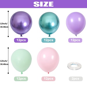 Paquete de 60 Globos de Látex Metálicos de 12 Pulgadas en Morado, Rosa, Verde y Azul para Decoración de Fiesta de Sirena para Niñas - Product Image 2
